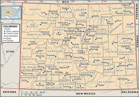 Map of Colorado with cities